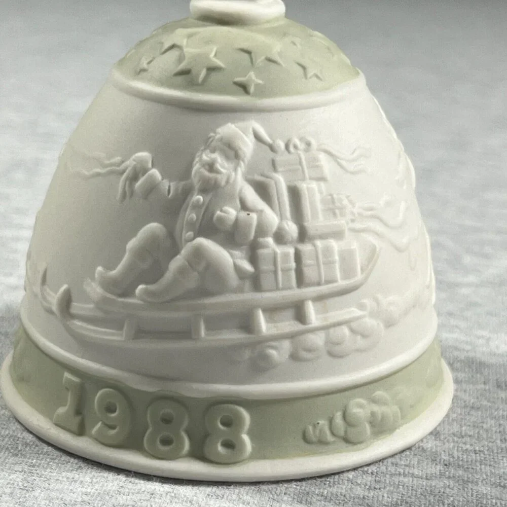 Lladro 1988 Christmas Bell Ornament Santa‎ St Nick Reindeer Spain Retired
